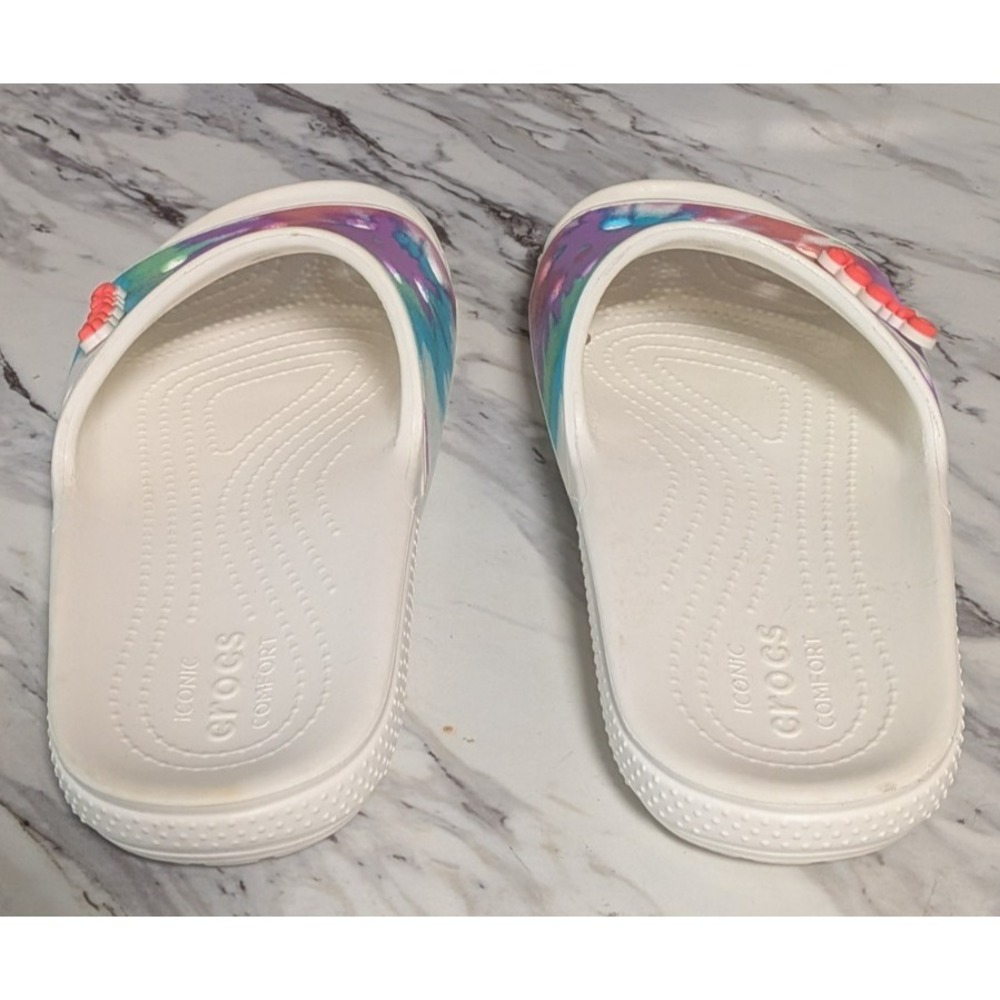 Crocs Classic Slides Sandals White Tie Dye Crocs Charms Size Men's 7  Women's‎ 9 - Picture 6 of 10